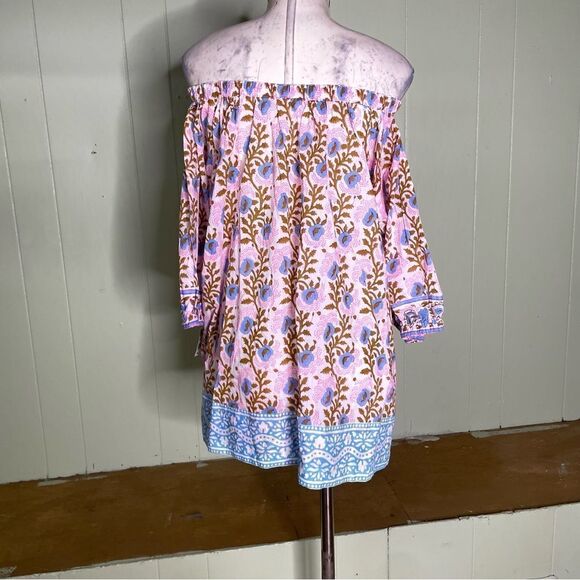 J Crew SZ BLOCKPRINTS Off The Shoulders Traci Blouse Medium - Picture 5 of 9